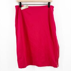 Chico’s Skirt SZ 0.5/Small NWT Ponte Pencil Renaissance Red Gold Zipper Stretch